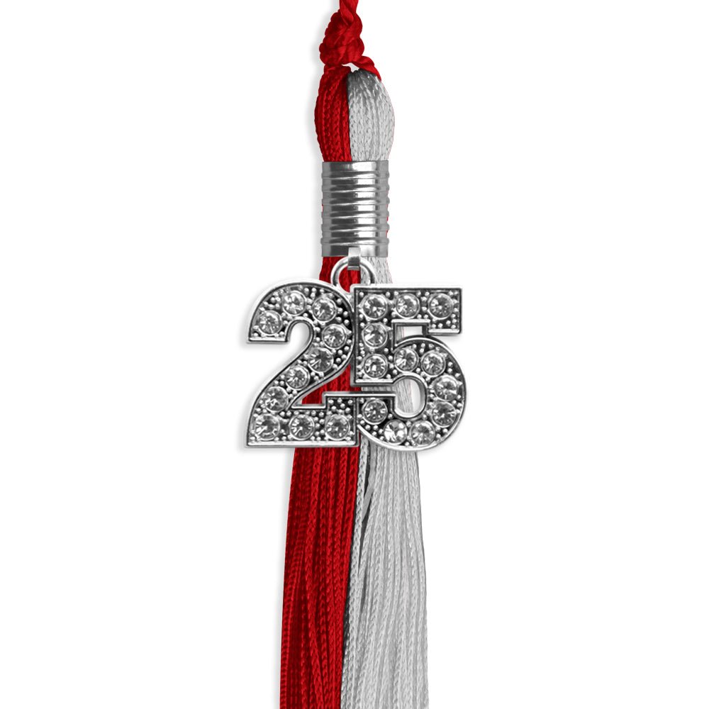 Red/Grey Graduation Tassel with Silver Date Drop - Endea Graduation