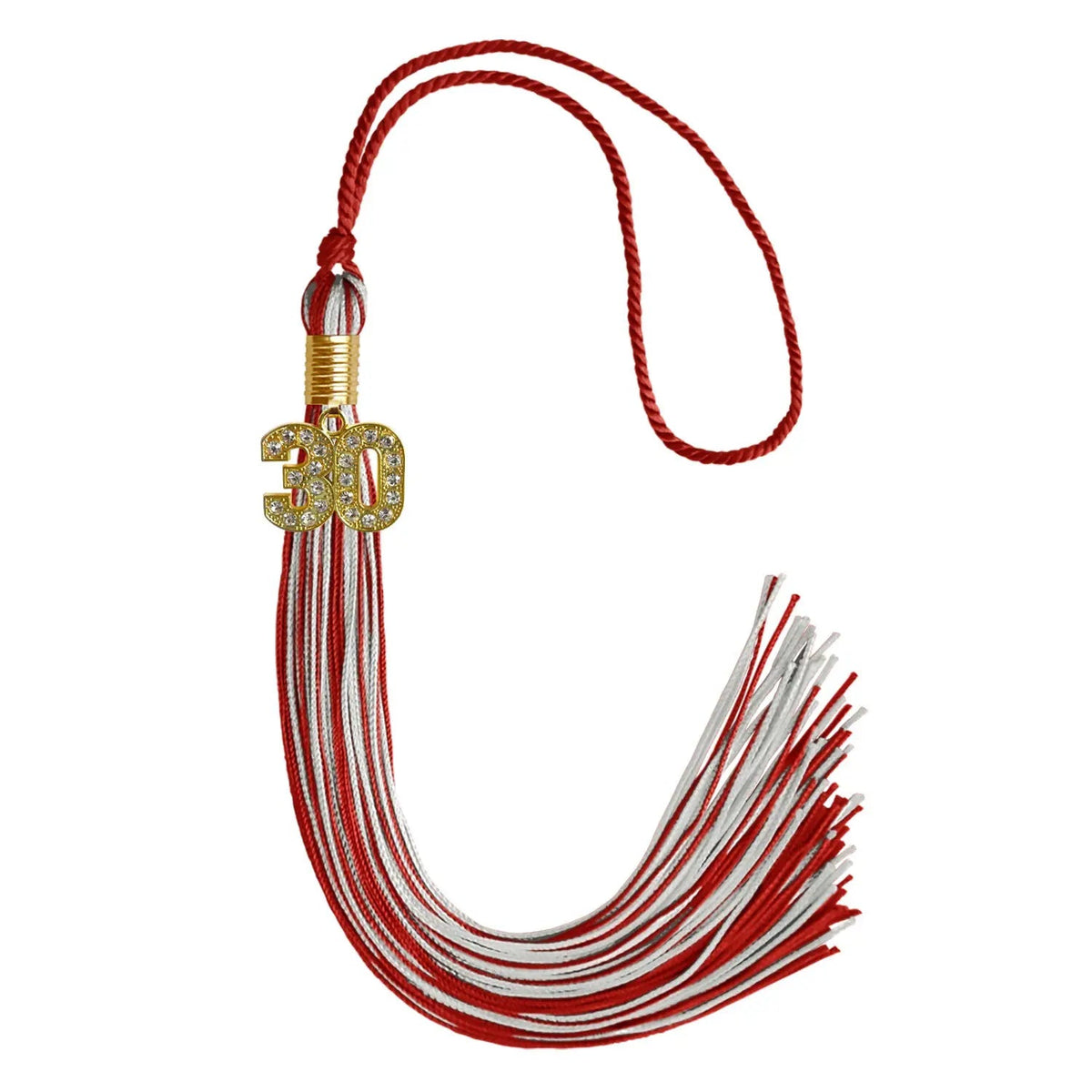 Red/Silver Mixed Color Graduation Tassel with Gold Bling Charm - Endea Graduation