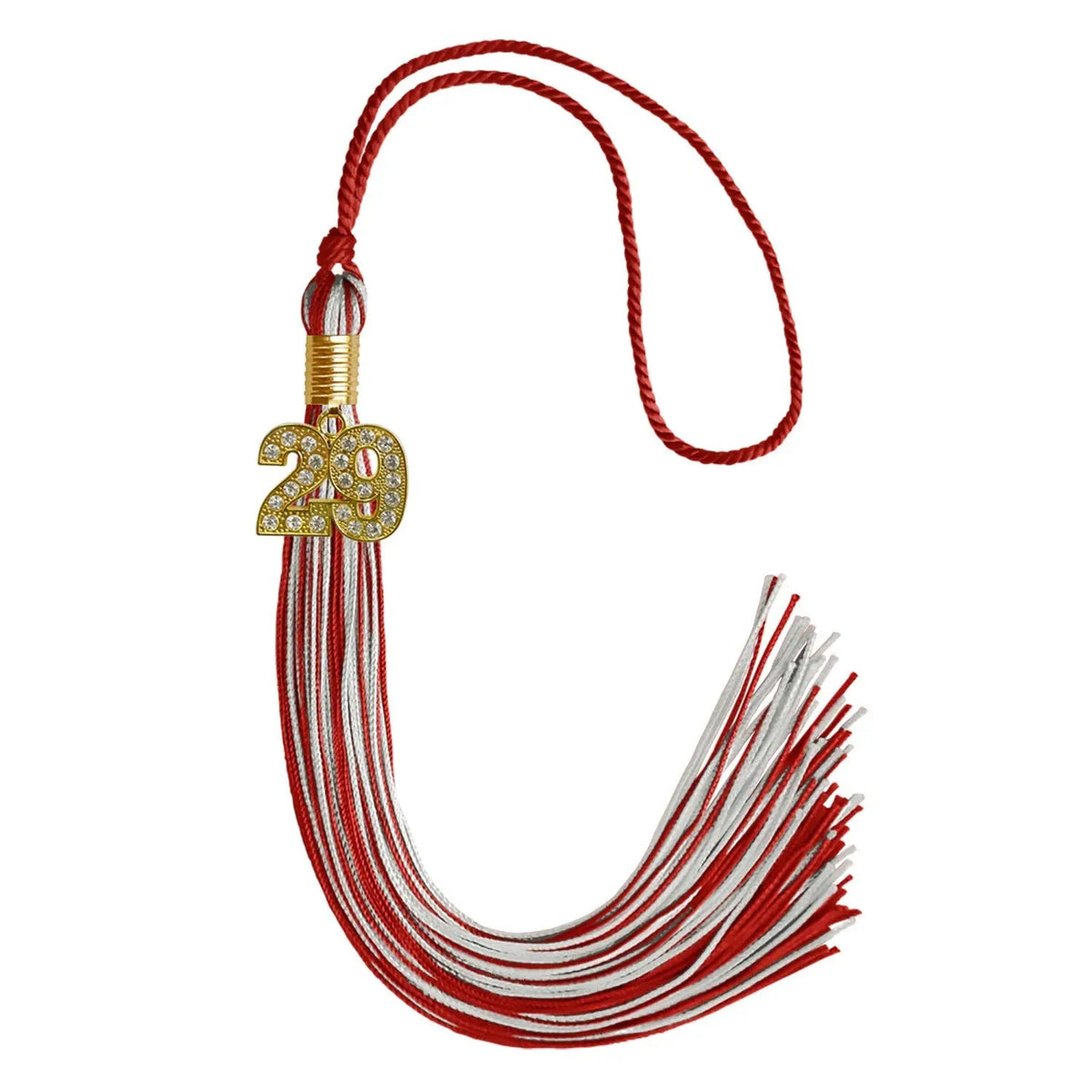 Red/Silver Mixed Color Graduation Tassel with Gold Bling Charm - Endea Graduation