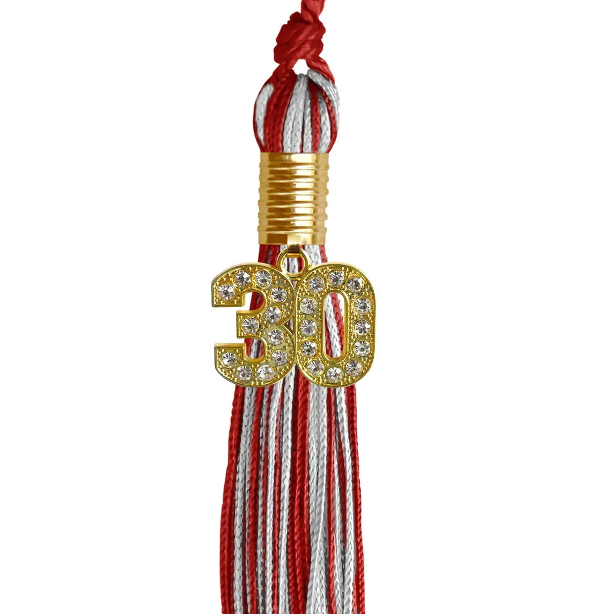 Red/Silver Mixed Color Graduation Tassel with Gold Bling Charm - Endea Graduation