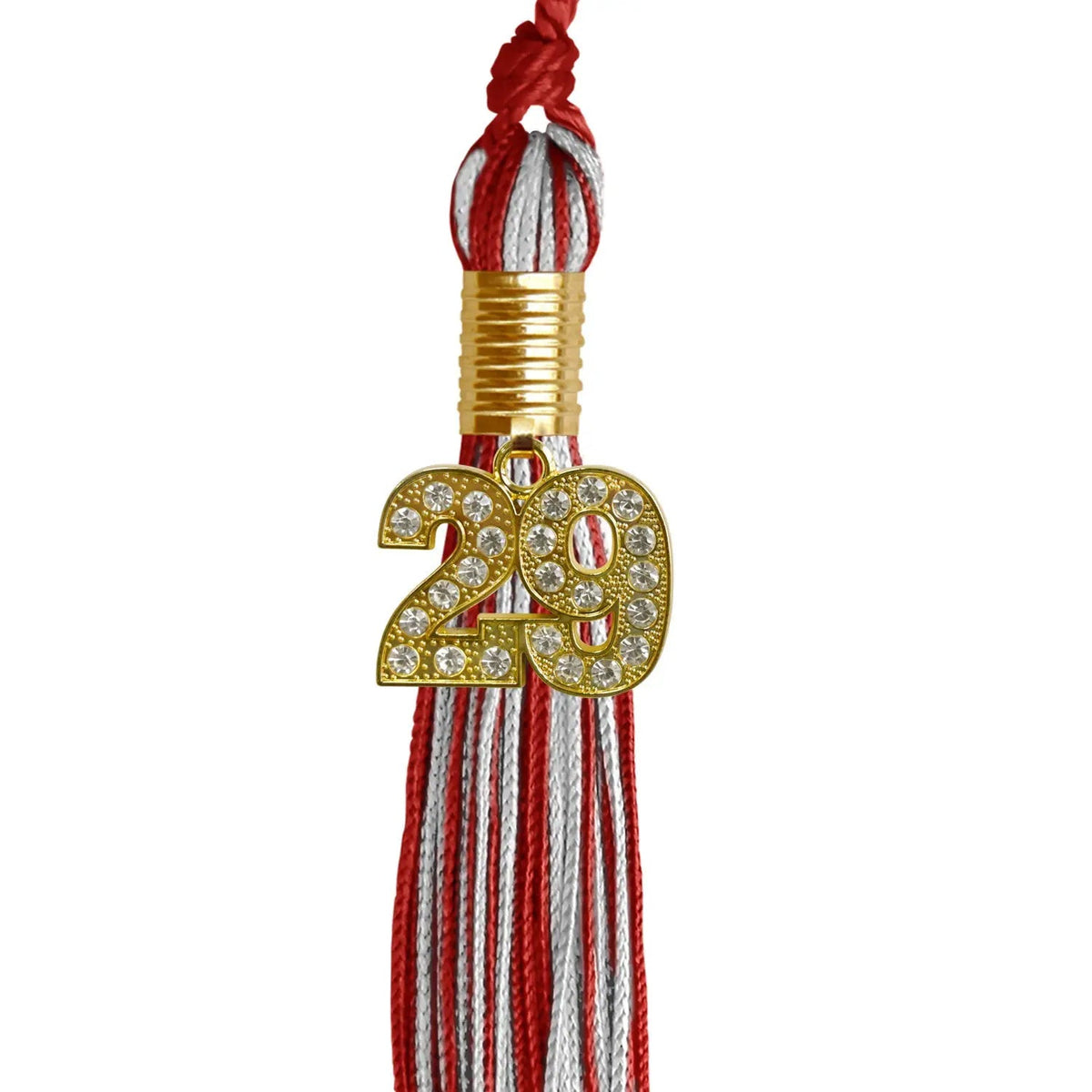 Red/Silver Mixed Color Graduation Tassel with Gold Bling Charm - Endea Graduation