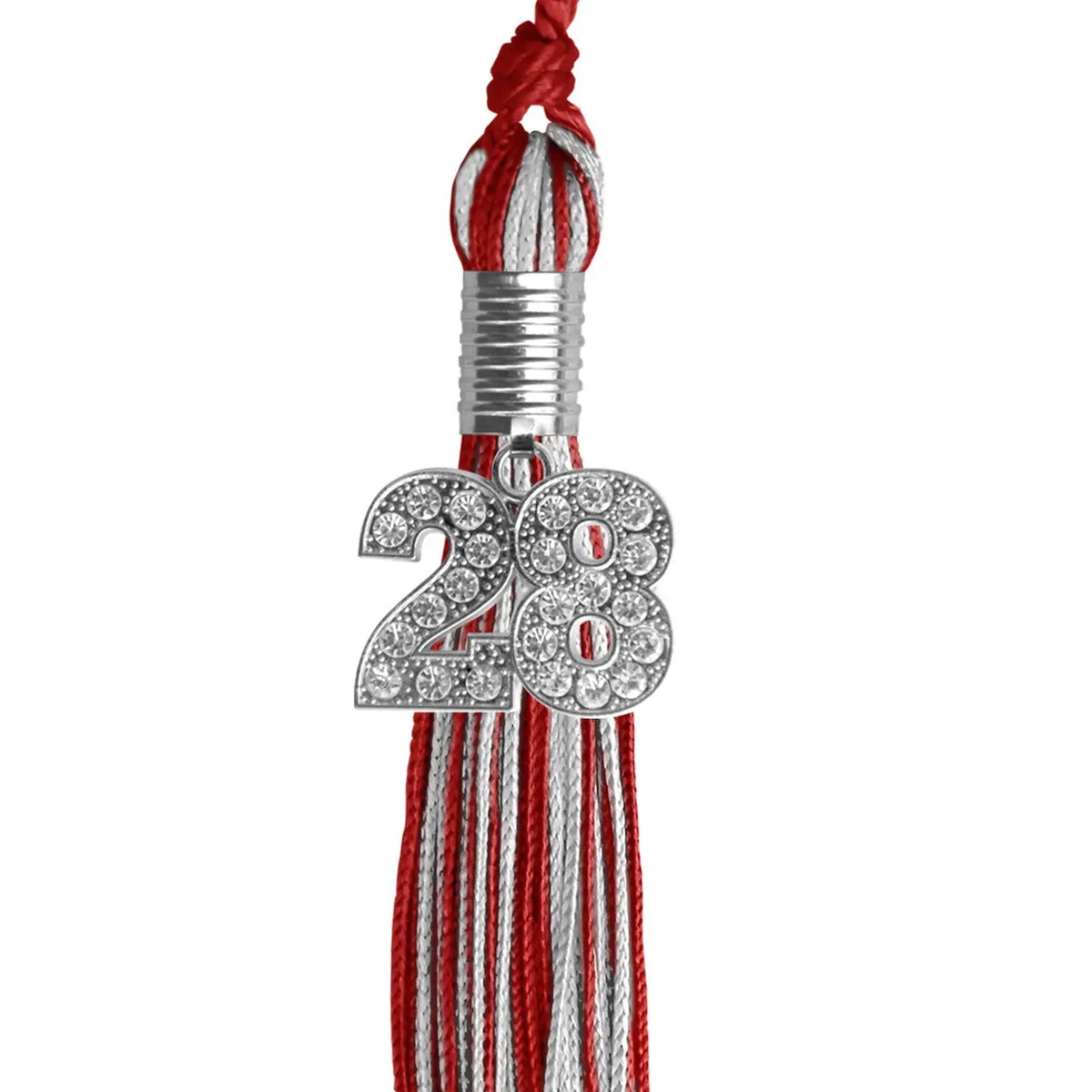 Red/Silver Mixed Color Graduation Tassel with Silver Bling Charm - Endea Graduation