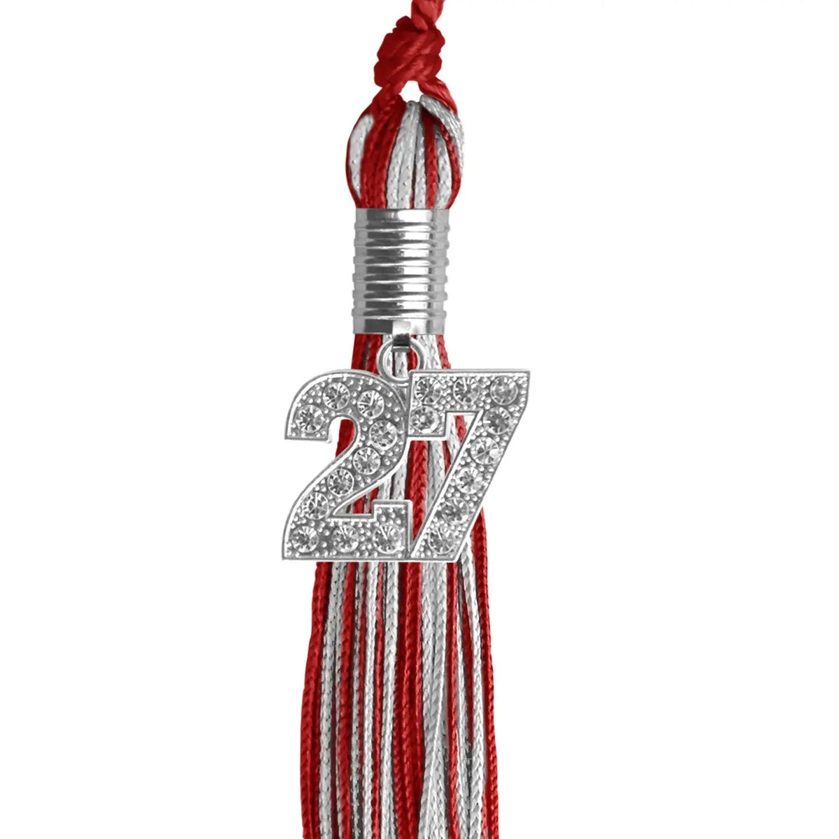 Red/Silver Mixed Color Graduation Tassel with Silver Bling Charm - Endea Graduation