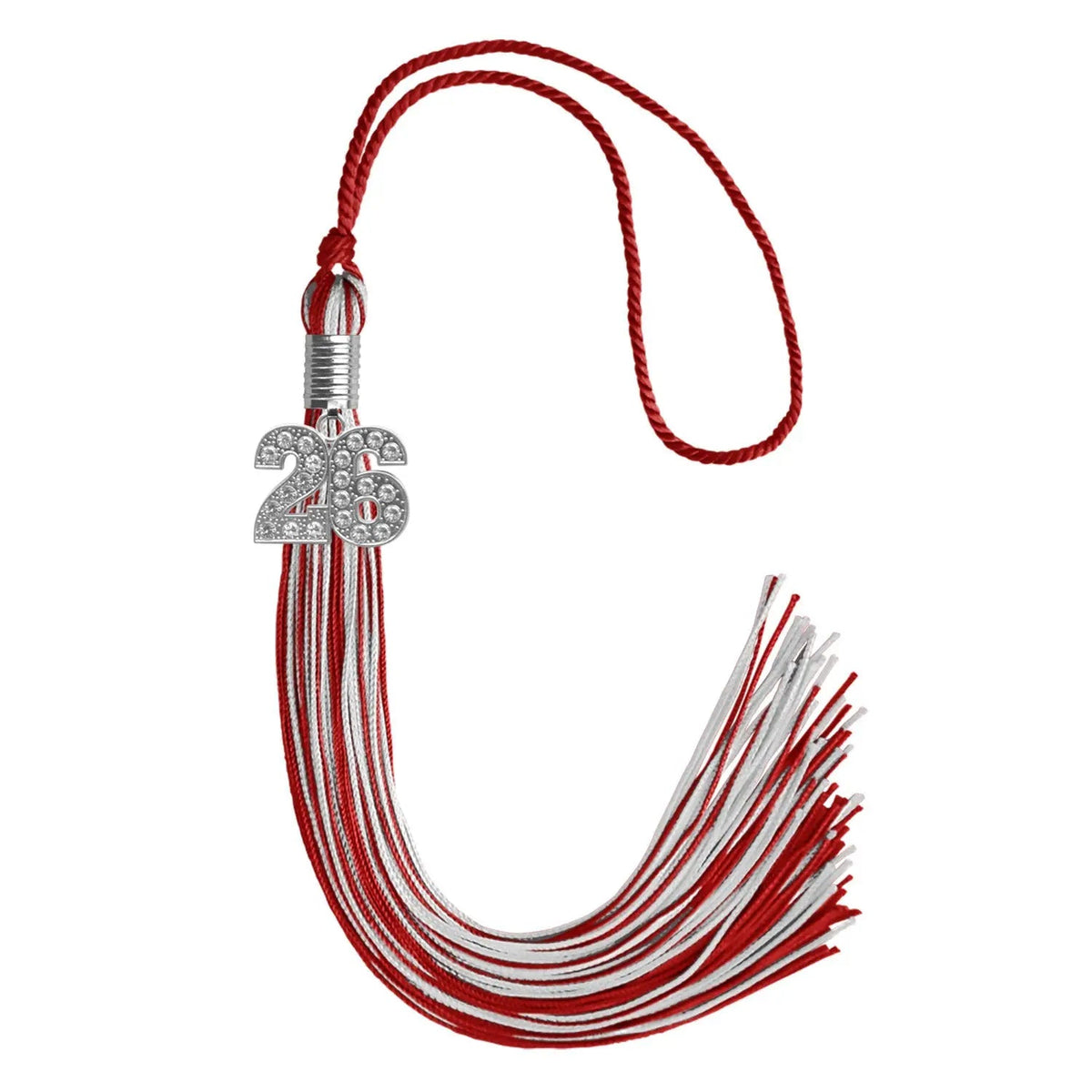 Red/Silver Mixed Color Graduation Tassel with Silver Bling Charm - Endea Graduation