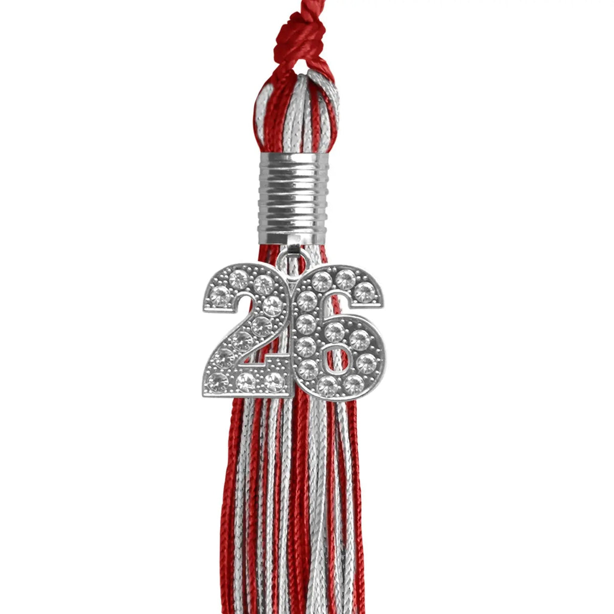 Red/Silver Mixed Color Graduation Tassel with Silver Bling Charm - Endea Graduation