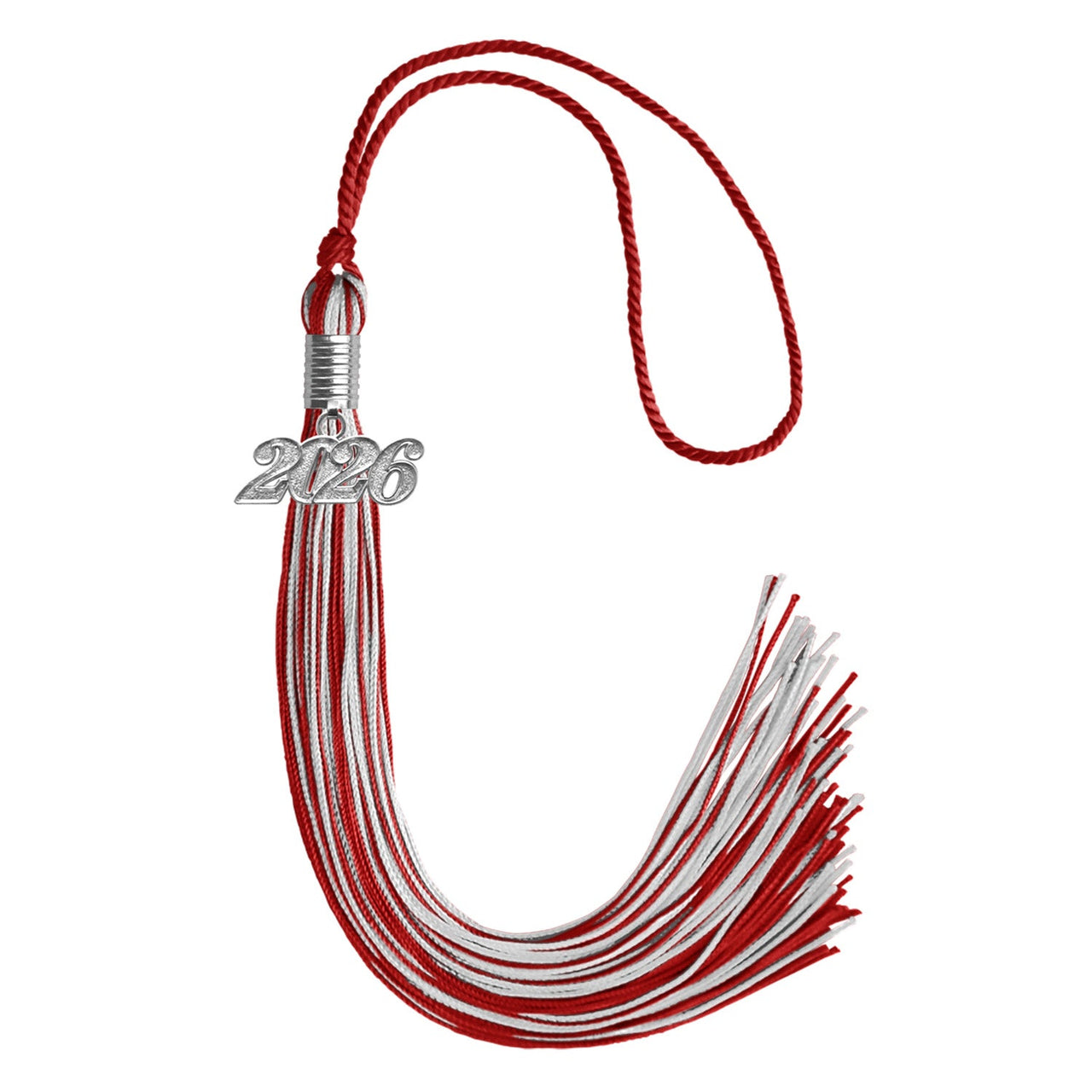 Red/Silver Mixed Color Graduation Tassel with Silver Date Drop - Endea Graduation