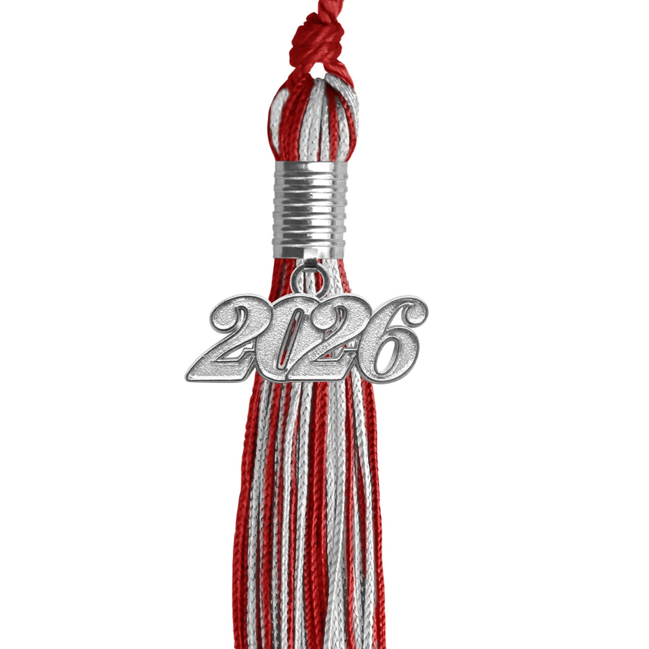 Red/Silver Mixed Color Graduation Tassel with Silver Date Drop - Endea Graduation