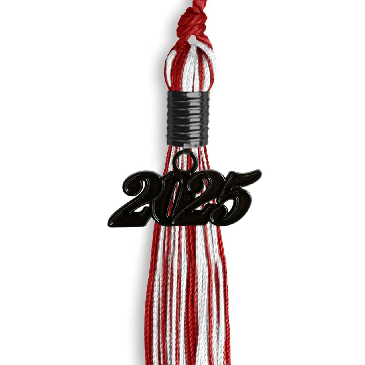 Red/White Mixed Color Graduation Tassel with Black Date Drop - Endea Graduation