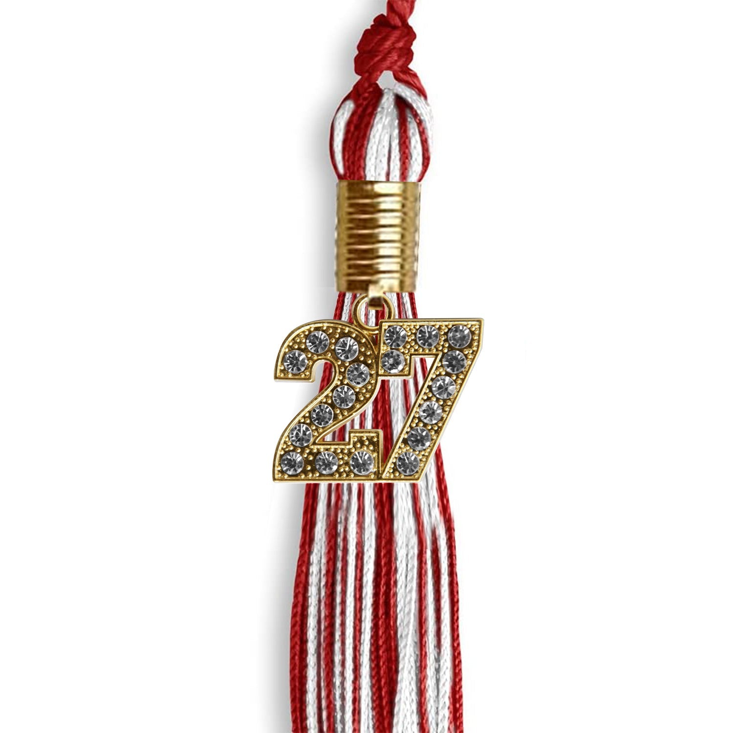 Red/White Mixed Color Graduation Tassel with Gold Date Drop - Endea Graduation