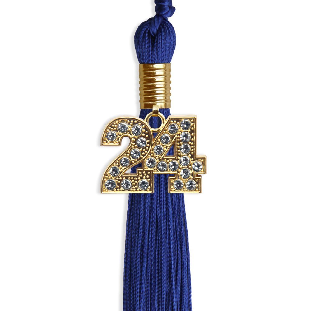Royal Blue Graduation Tassel with Gold Bling Charm - Endea Graduation