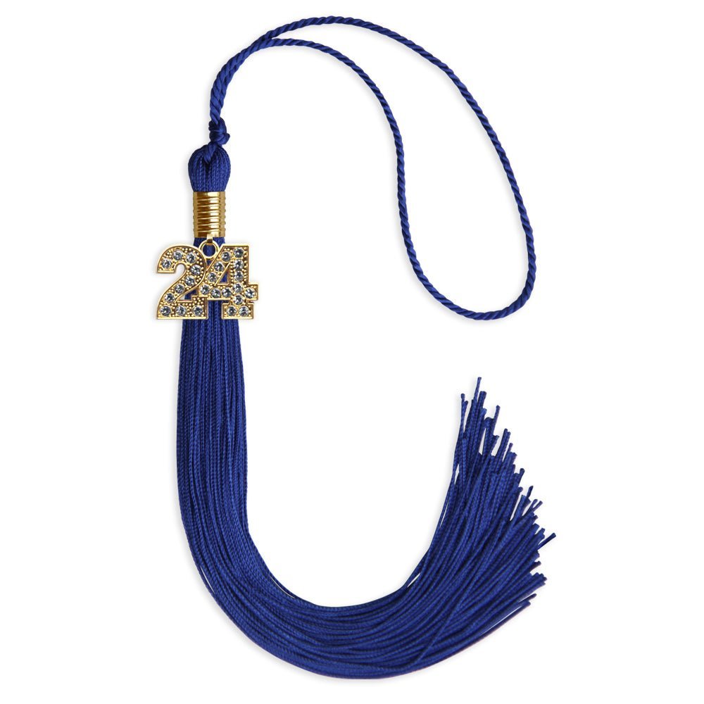Royal Blue Graduation Tassel with Gold Bling Charm - Endea Graduation