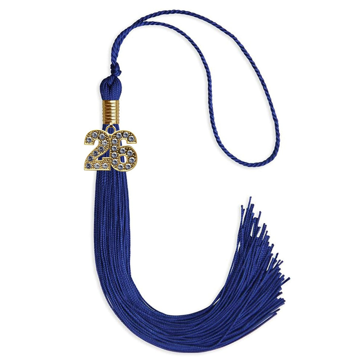 Royal Blue Graduation Tassel with Gold Bling Charm - Endea Graduation