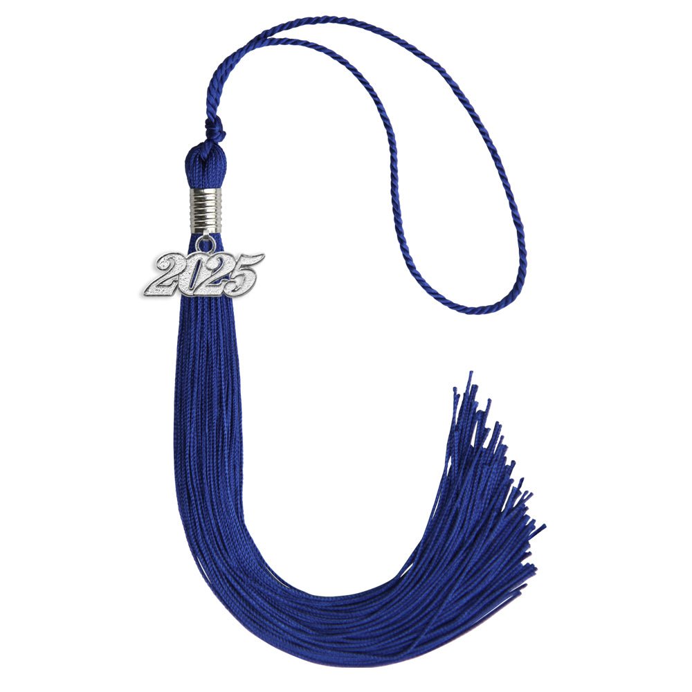 Royal Blue Graduation Tassel with Silver Date Drop - Endea Graduation