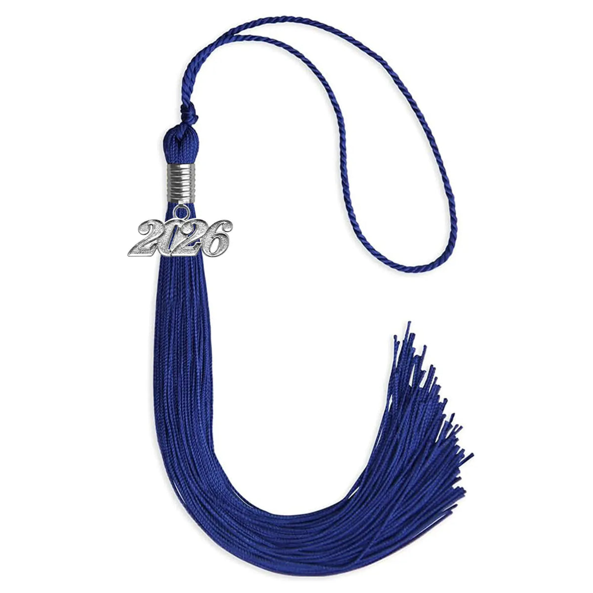 Royal Blue Graduation Tassel with Silver Date Drop by Endea Graduation
