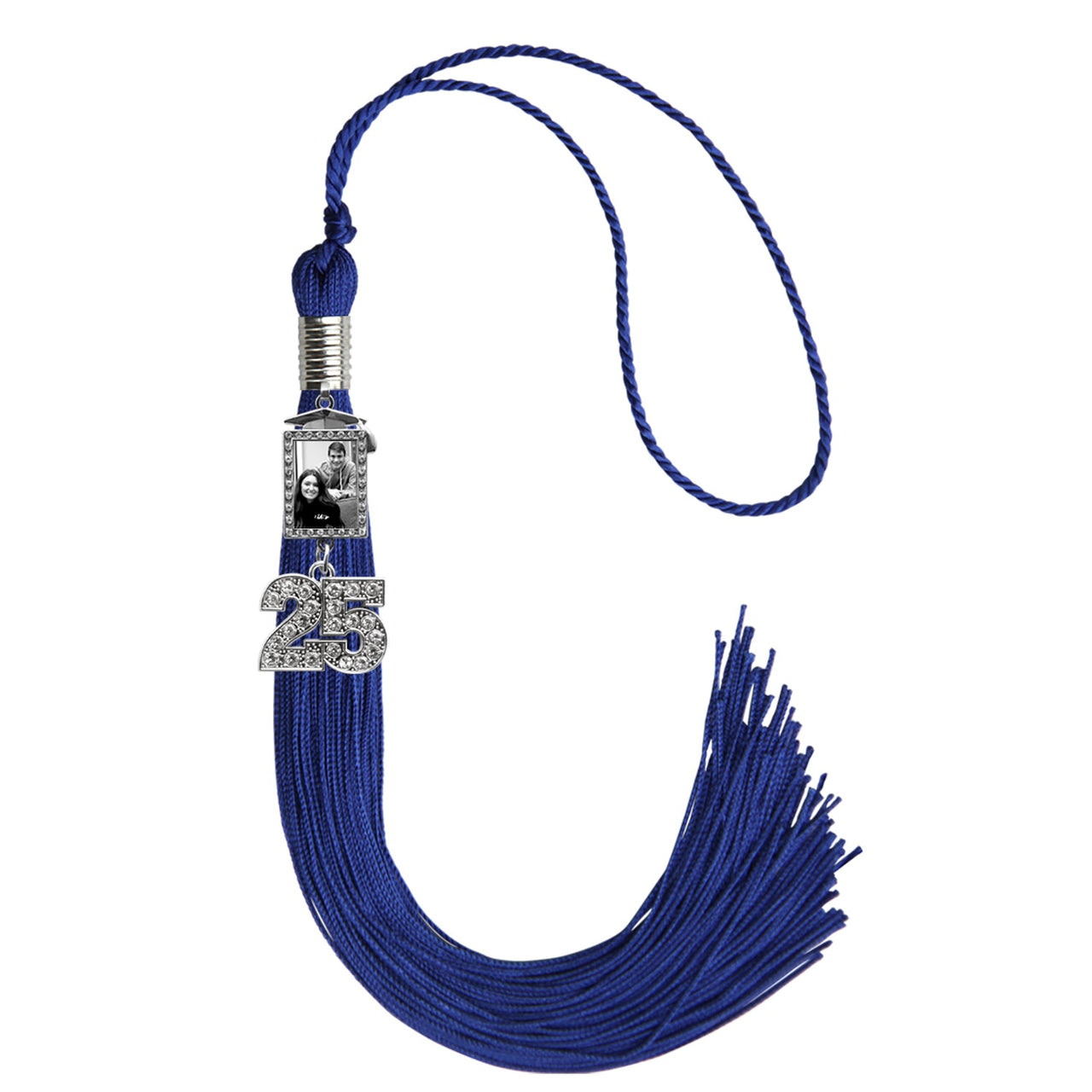 Royal Blue Tassel with Photo Frame Charm and Bling Charm - Endea Graduation