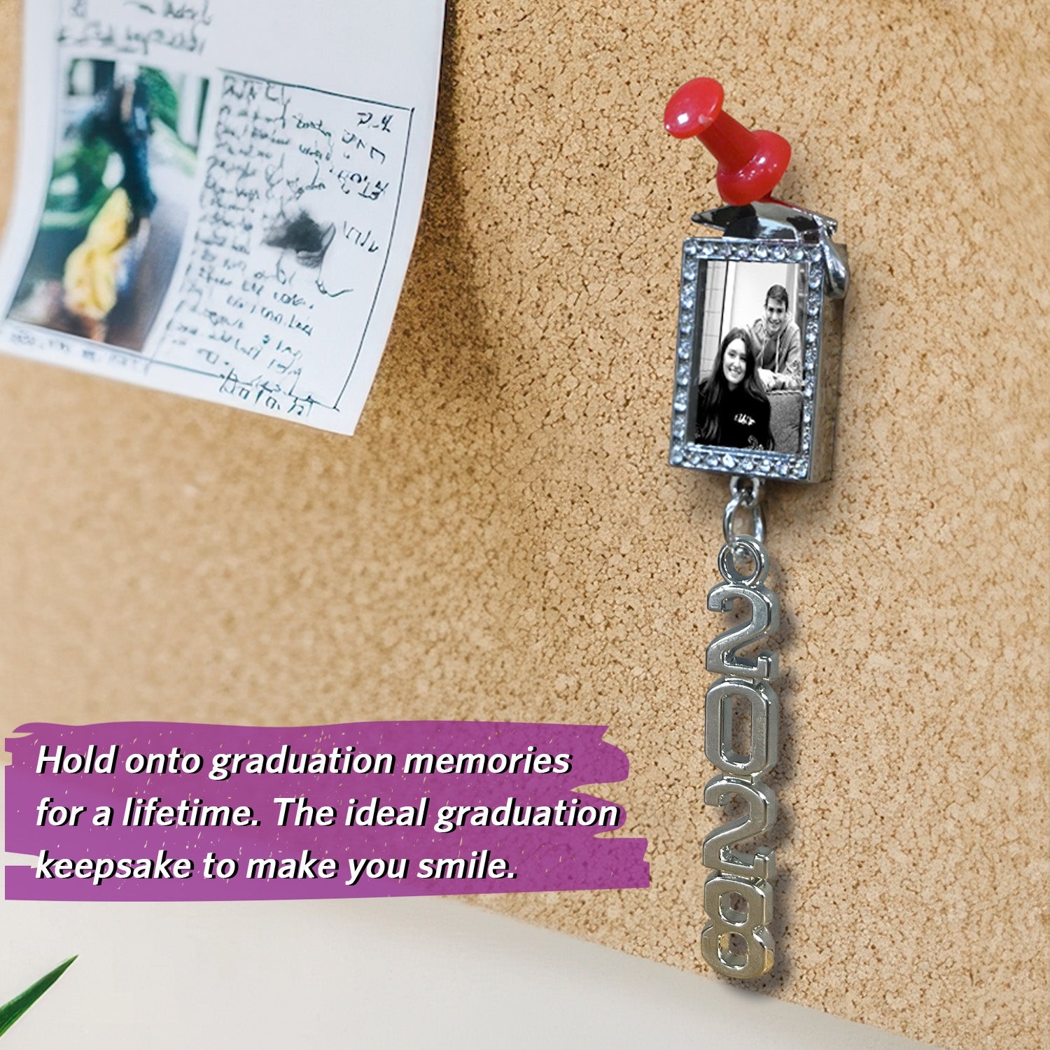 Royal Blue Tassel with Photo Frame Charm and Stacked Date Drop - Endea Graduation