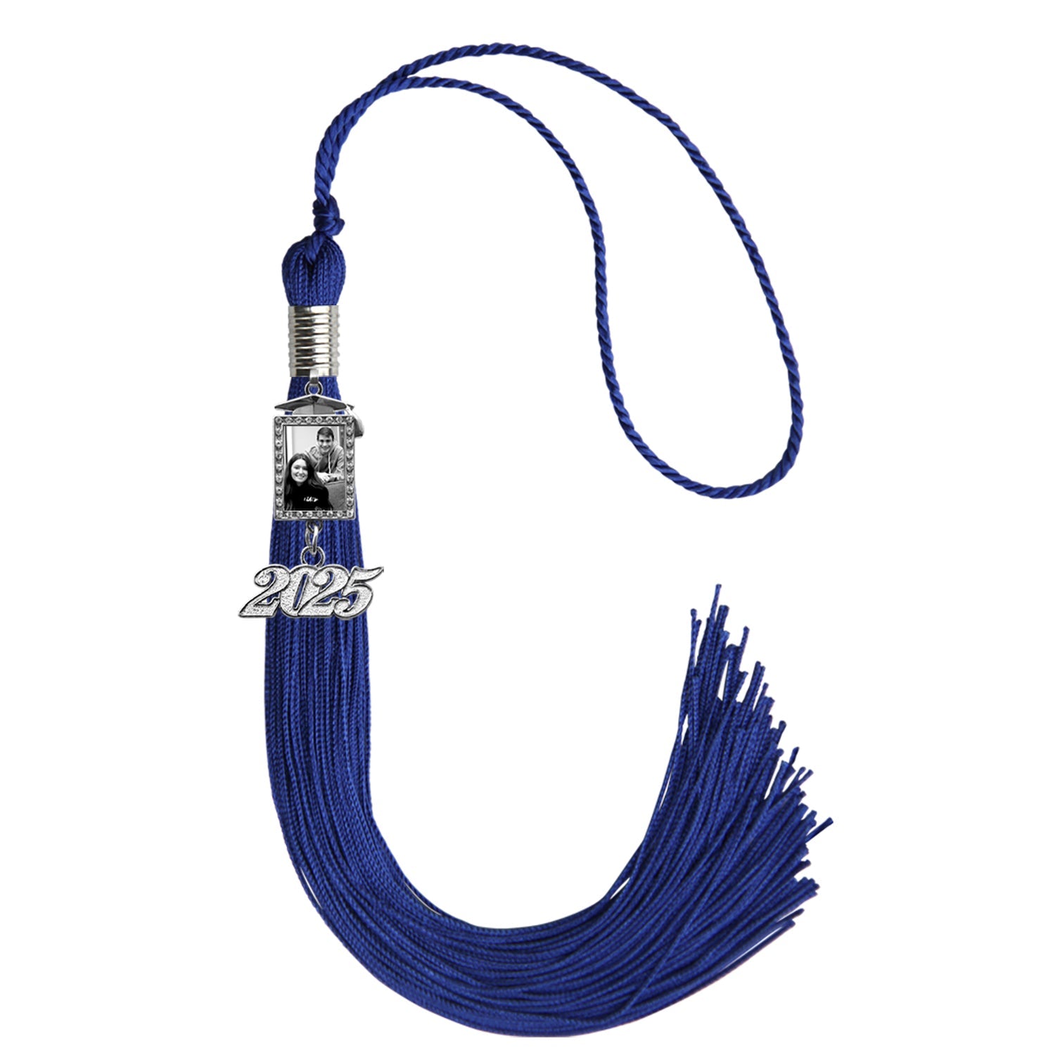 Royal Blue Tassel with Photo Frame Charm and Year Date Drop - Endea Graduation