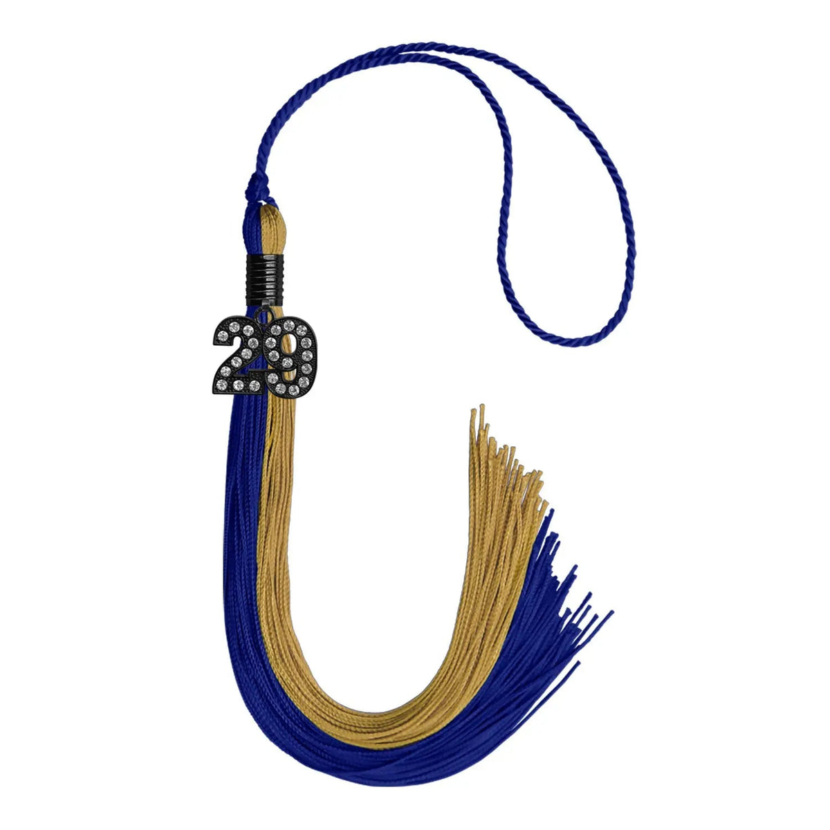 Royal Blue/Antique Gold Graduation Tassel with Black Bling Charm - Endea Graduation