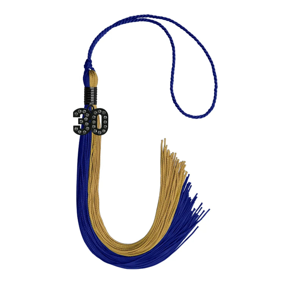 Royal Blue/Antique Gold Graduation Tassel with Black Bling Charm - Endea Graduation