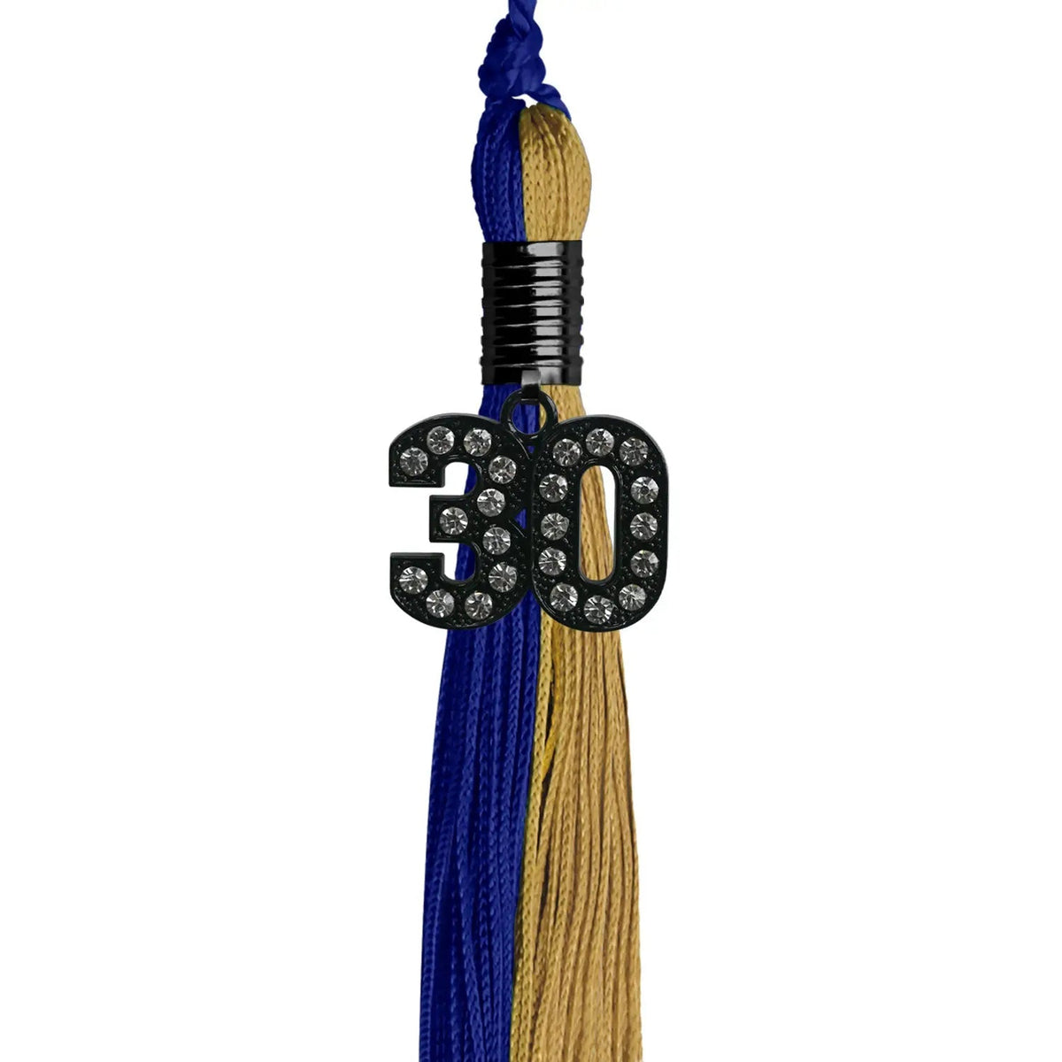 Royal Blue/Antique Gold Graduation Tassel with Black Bling Charm - Endea Graduation