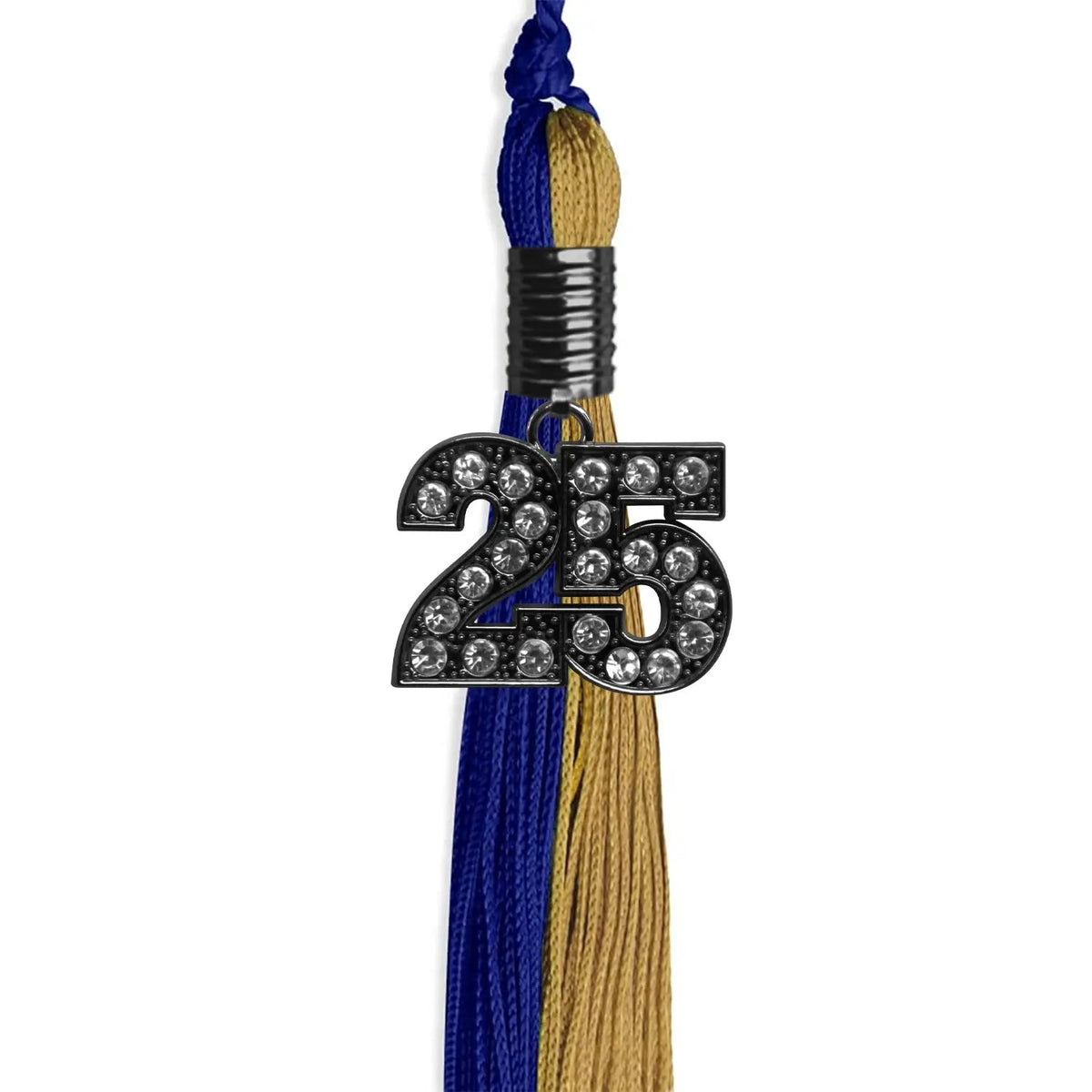 Royal Blue/Antique Gold Graduation Tassel with Black Bling Charm - Endea Graduation
