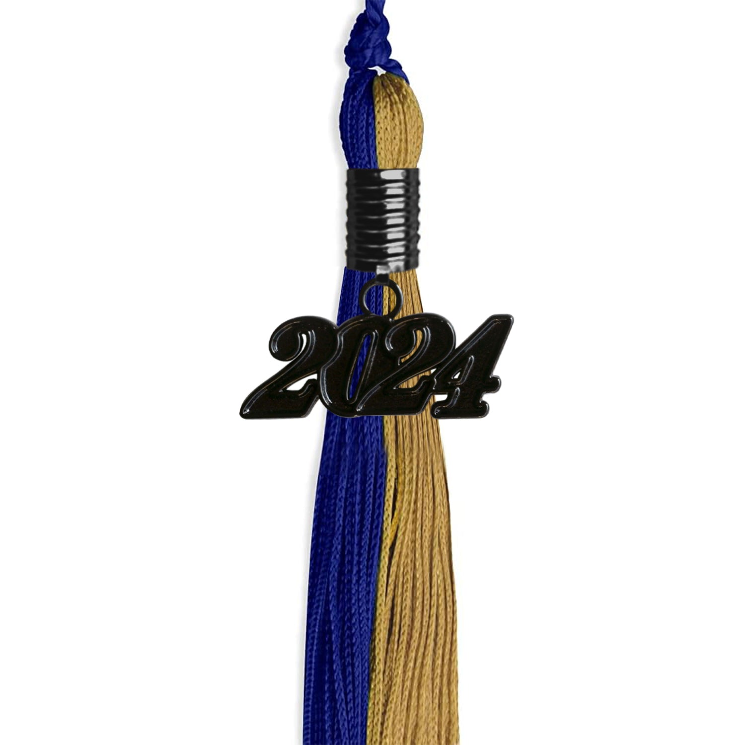 Royal Blue/Antique Gold Graduation Tassel with Black Date Drop - Endea Graduation