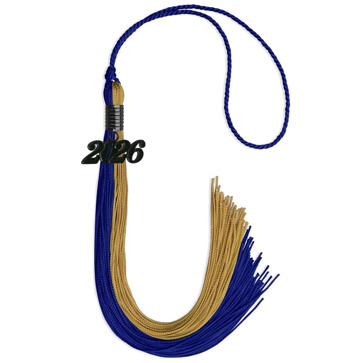 Royal Blue/Antique Gold Graduation Tassel with Black Date Drop - Endea Graduation