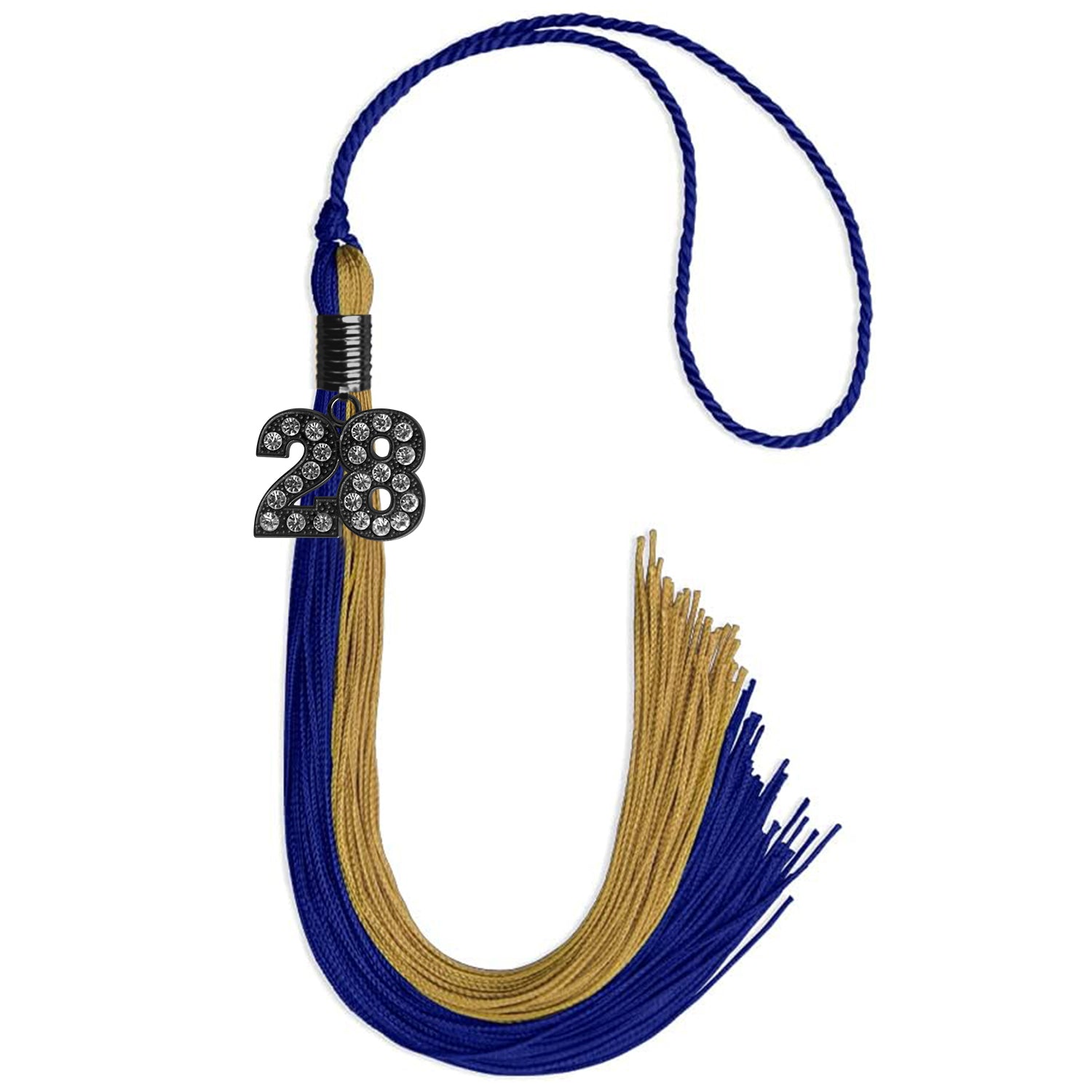 Royal Blue/Antique Gold Graduation Tassel with Black Date Drop - Endea Graduation