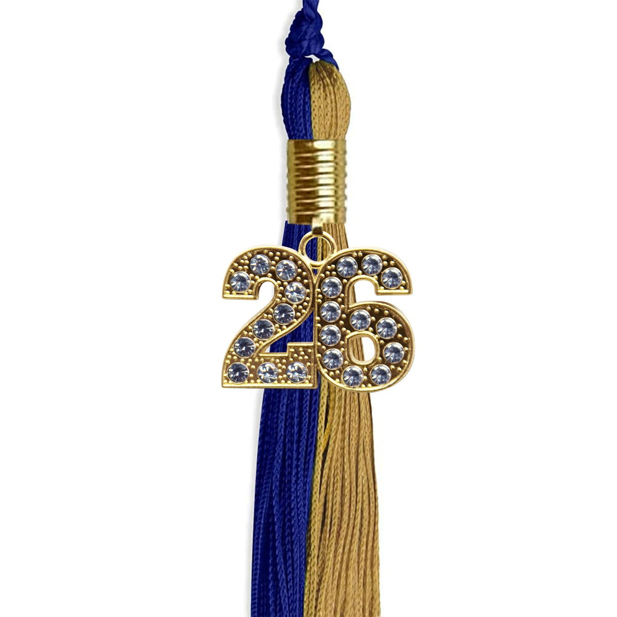 Royal Blue/Antique Gold Graduation Tassel with Gold Bling Charm - Endea Graduation
