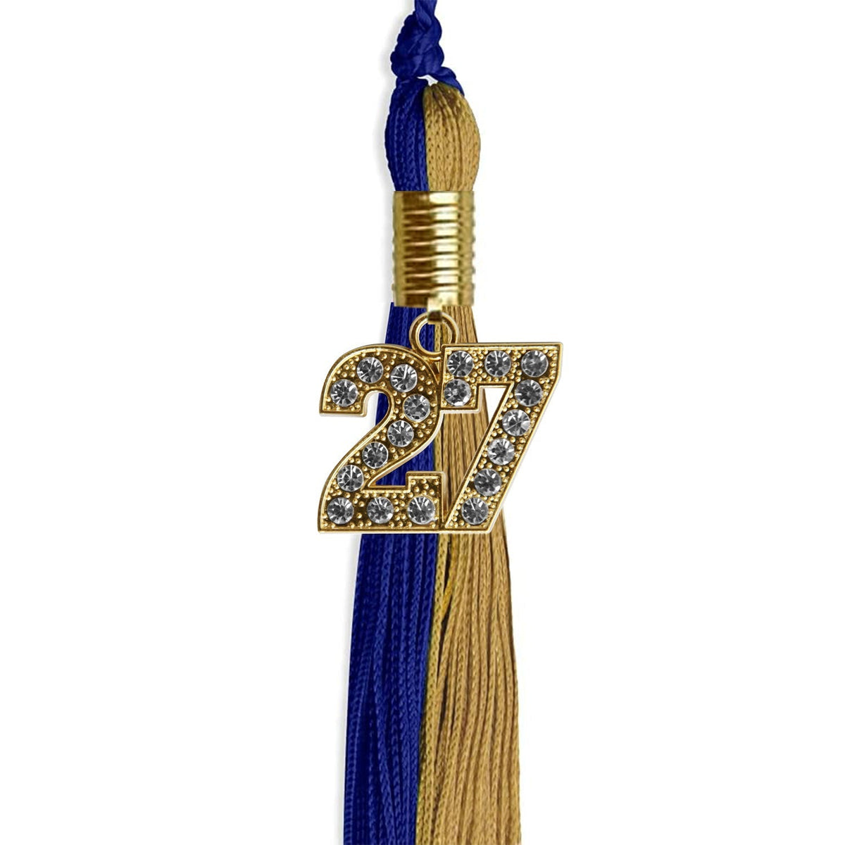 Royal Blue/Antique Gold Graduation Tassel with Gold Bling Charm - Endea Graduation