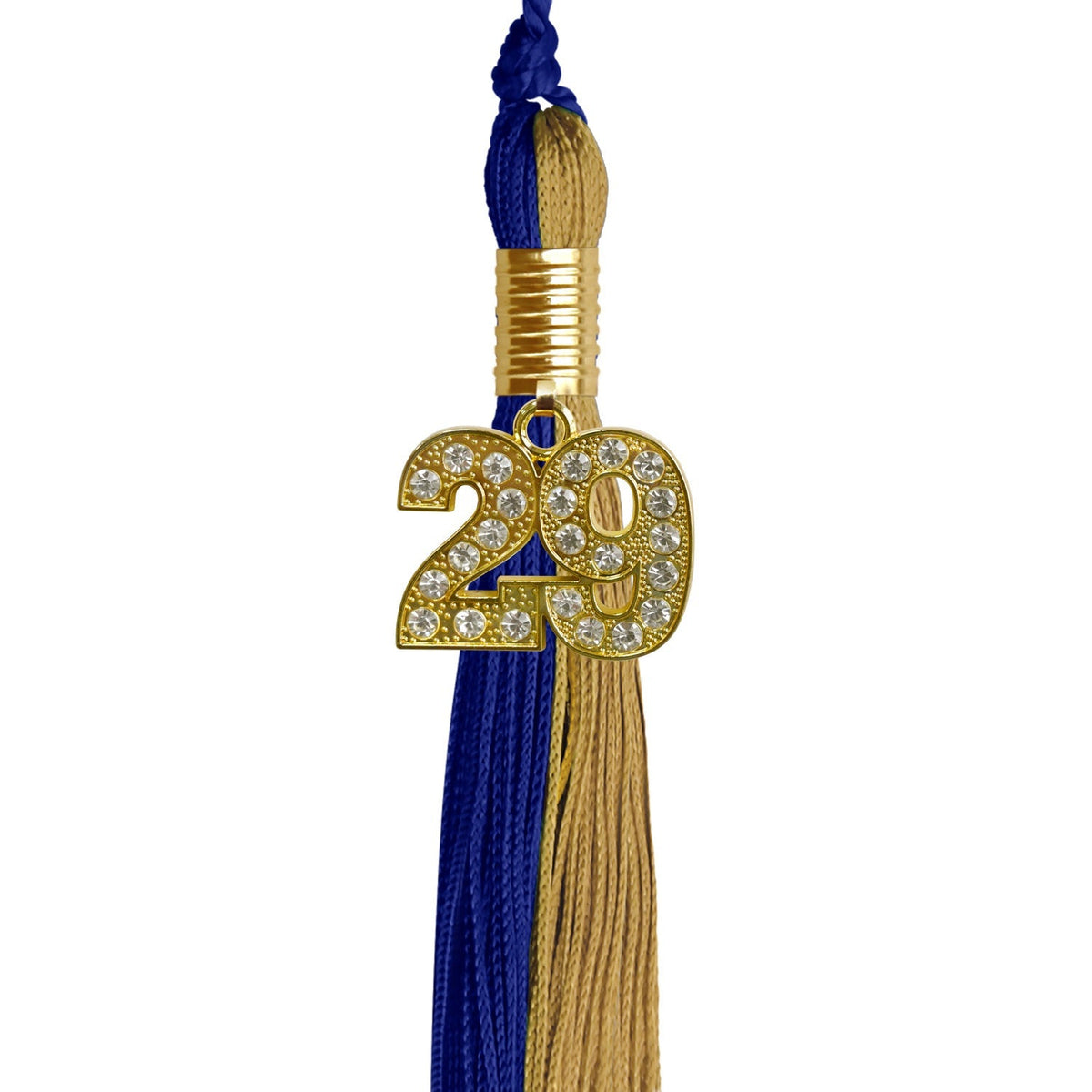 Royal Blue/Antique Gold Graduation Tassel with Gold Bling Charm - Endea Graduation
