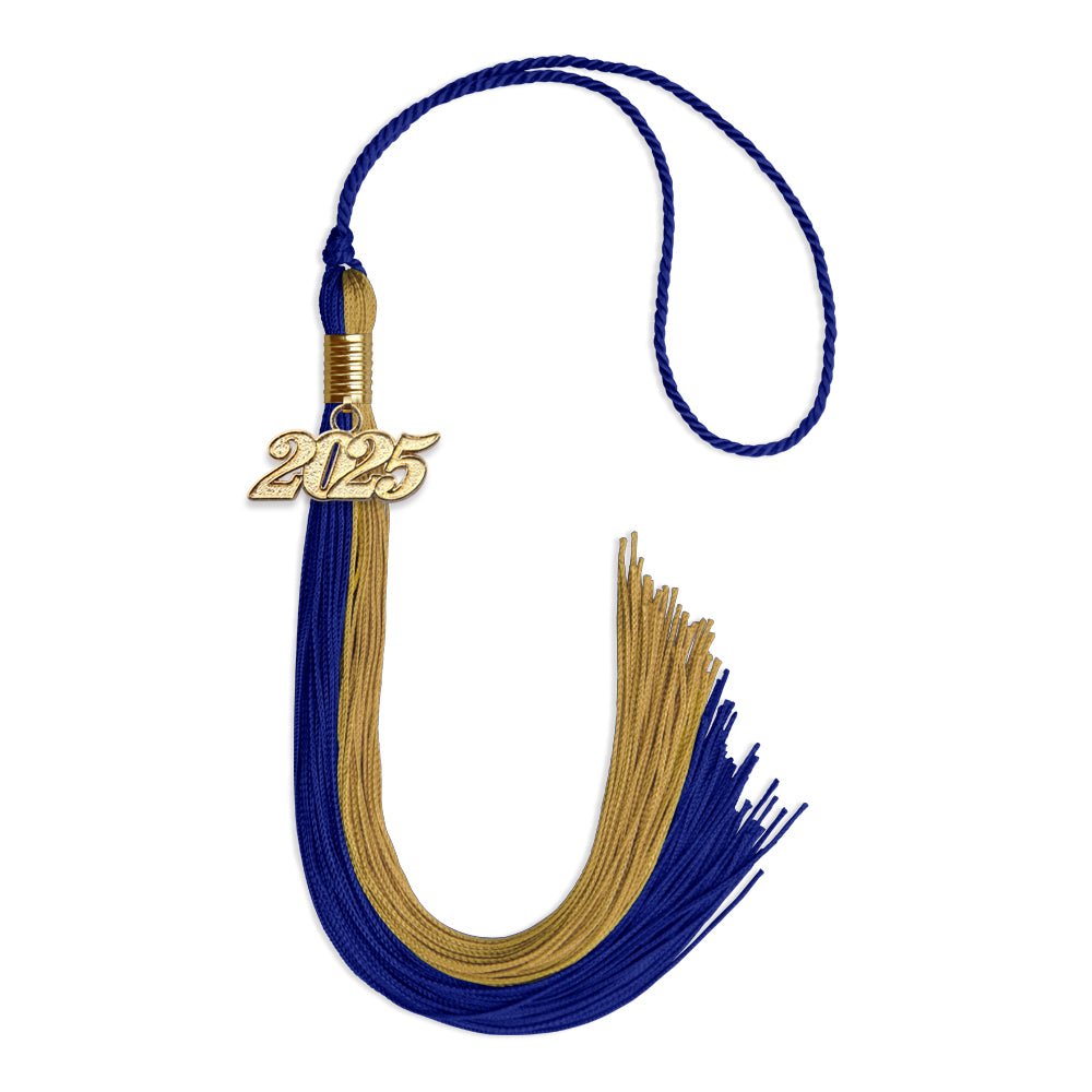 Royal Blue/Antique Gold Graduation Tassel with Gold Date Drop - Endea Graduation