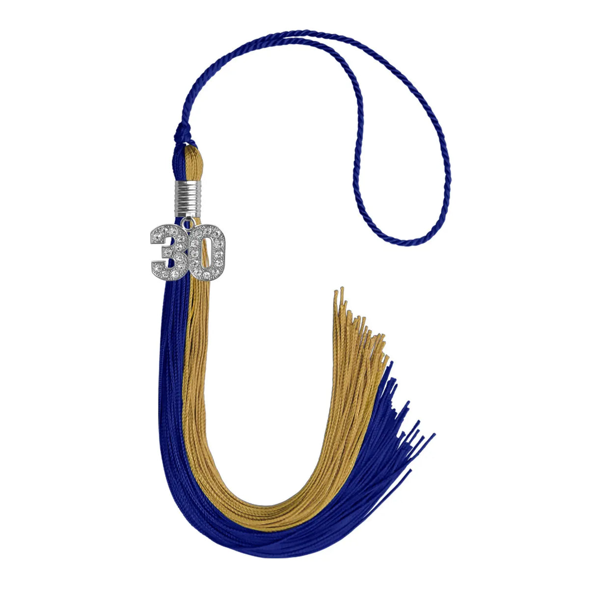 Royal Blue/Antique Gold Graduation Tassel with Silver Bling Charm - Endea Graduation