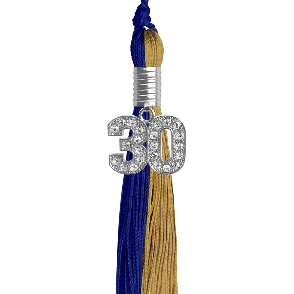 Royal Blue/Antique Gold Graduation Tassel with Silver Bling Charm - Endea Graduation