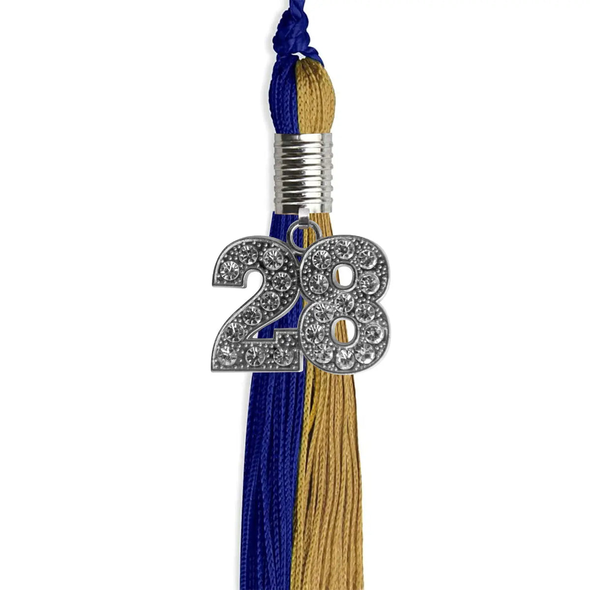 Royal Blue/Antique Gold Graduation Tassel with Silver Bling Charm - Endea Graduation