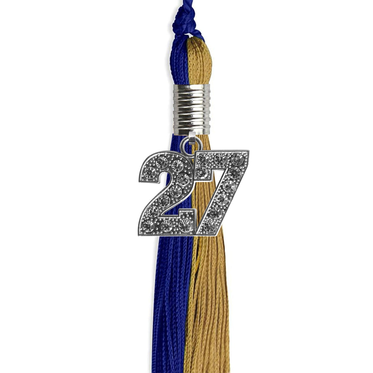 Royal Blue/Antique Gold Graduation Tassel with Silver Bling Charm - Endea Graduation