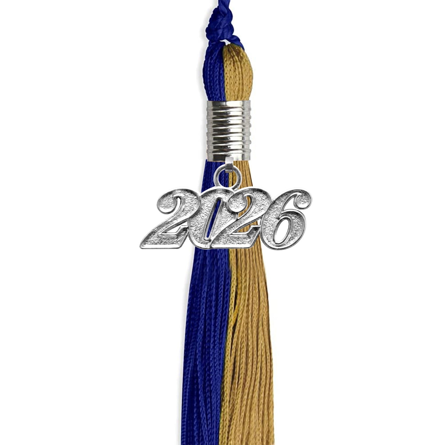 Royal Blue/Antique Gold Graduation Tassel with Silver Date Drop - Endea Graduation