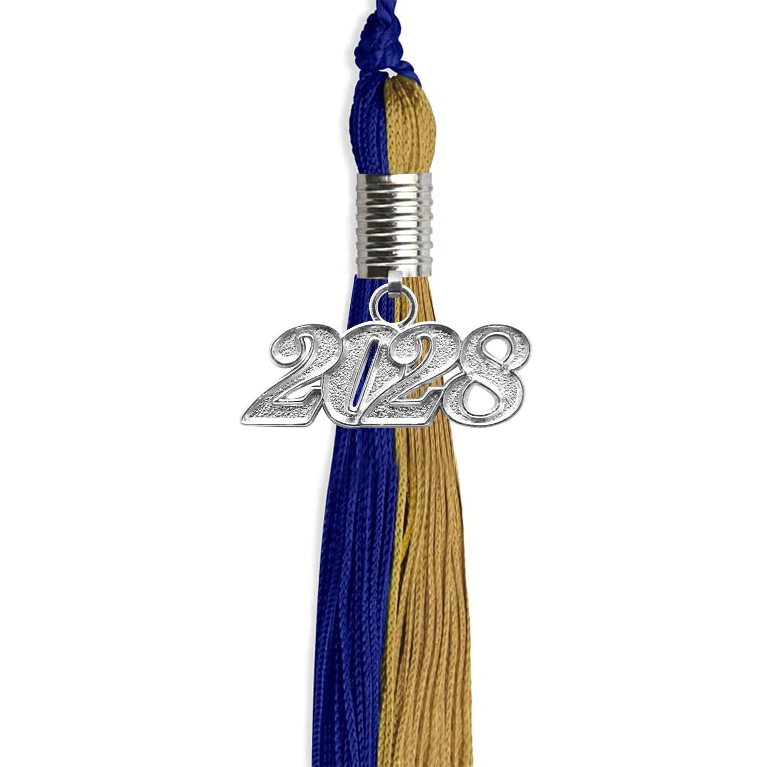 Royal Blue/Antique Gold Graduation Tassel with Silver Date Drop - Endea Graduation