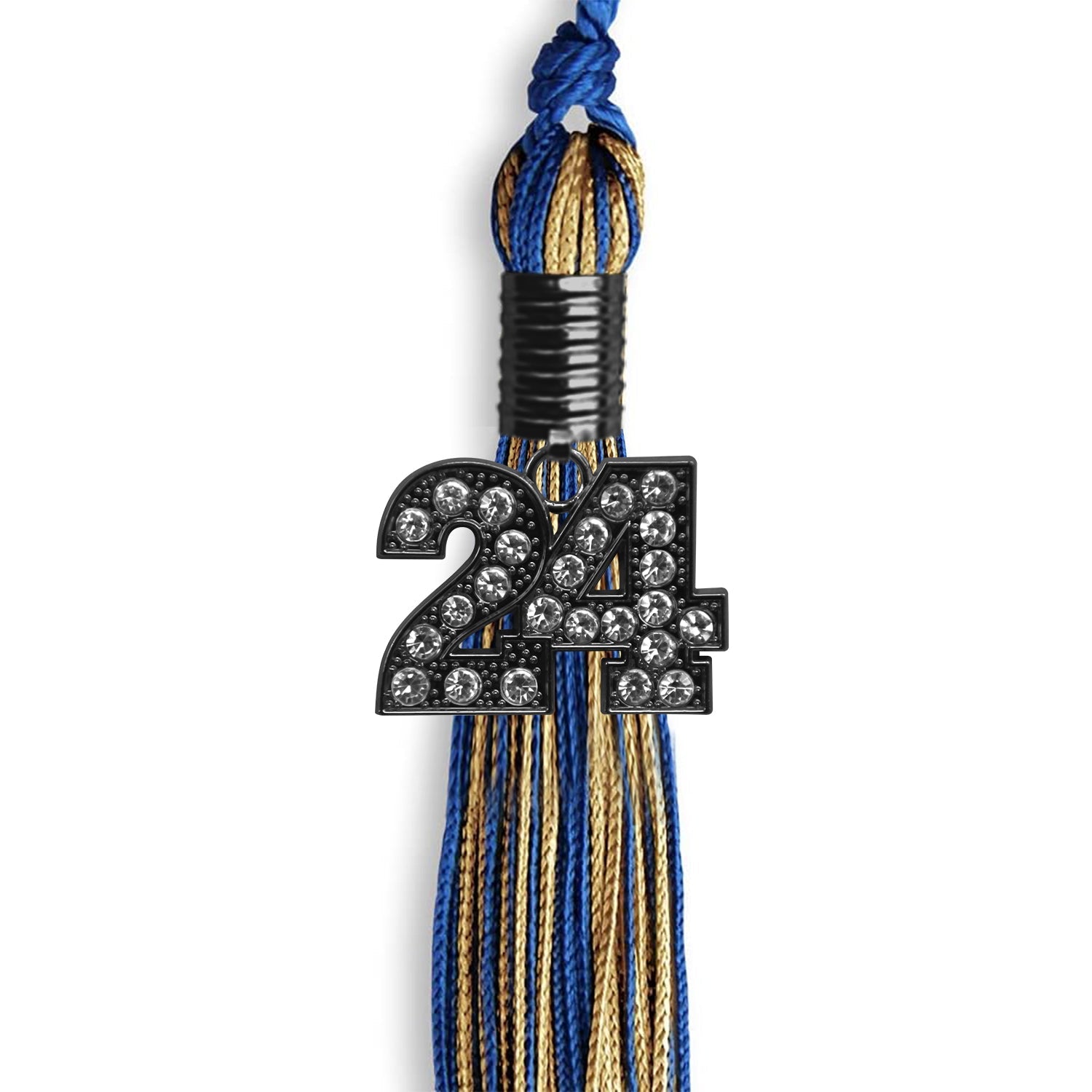 Royal Blue/Antique Gold Mixed Color Graduation Tassel with Black Date Drop - Endea Graduation