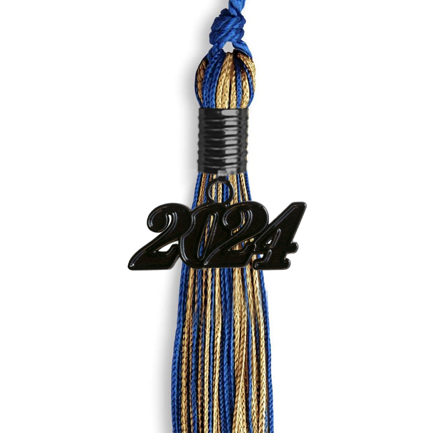 Royal Blue/Antique Gold Mixed Color Graduation Tassel with Black Date Drop - Endea Graduation