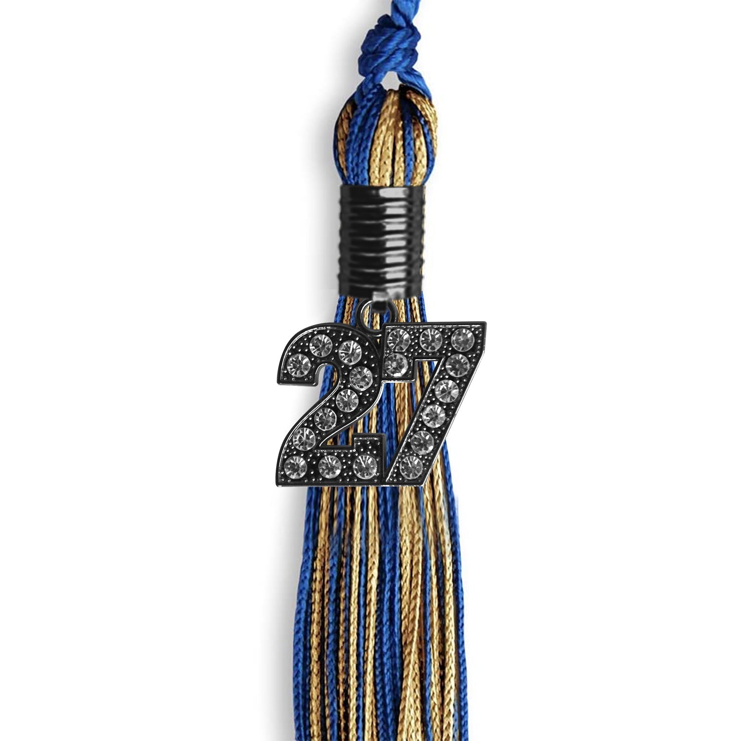 Royal Blue/Antique Gold Mixed Color Graduation Tassel with Black Date Drop - Endea Graduation