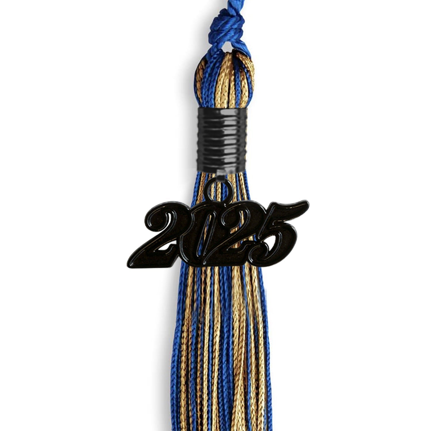 Royal Blue/Antique Gold Mixed Color Graduation Tassel with Black Date Drop - Endea Graduation