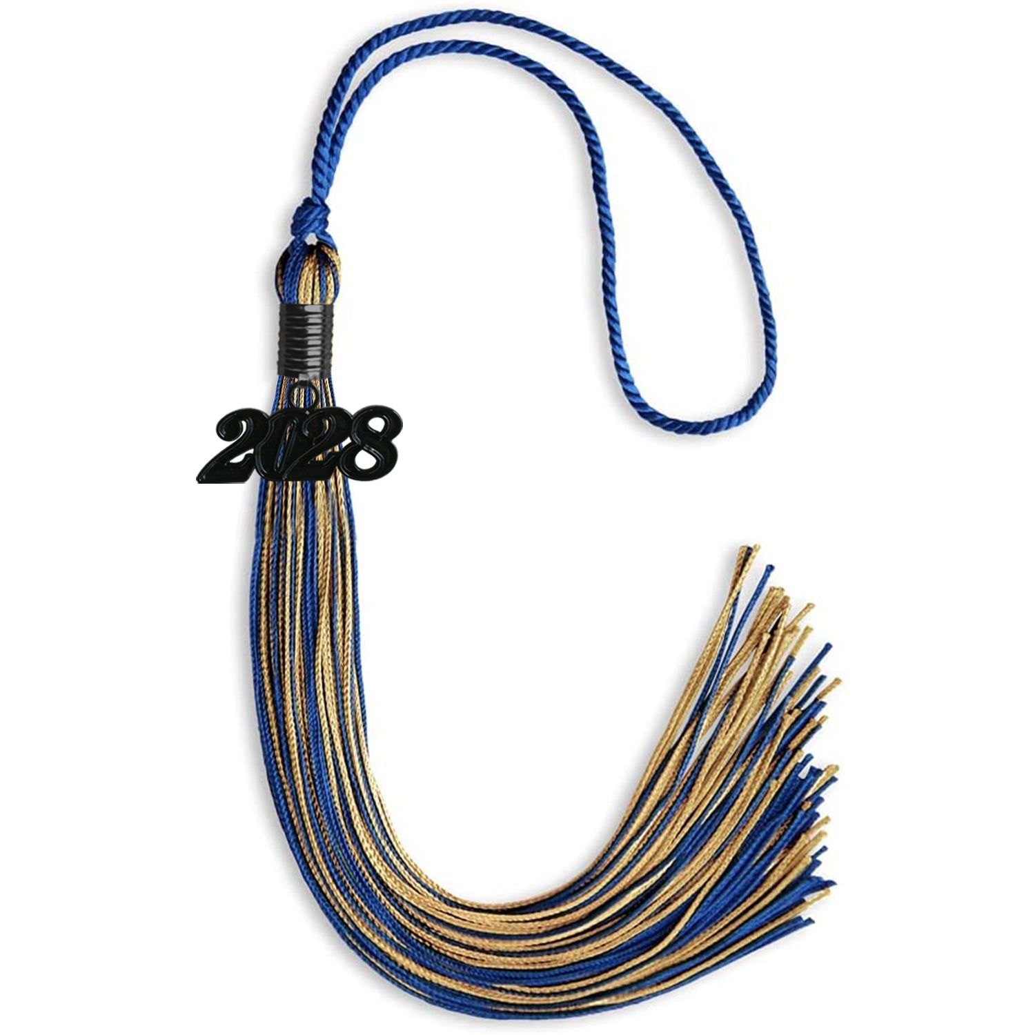 Royal Blue/Antique Gold Mixed Color Graduation Tassel with Black Date Drop - Endea Graduation