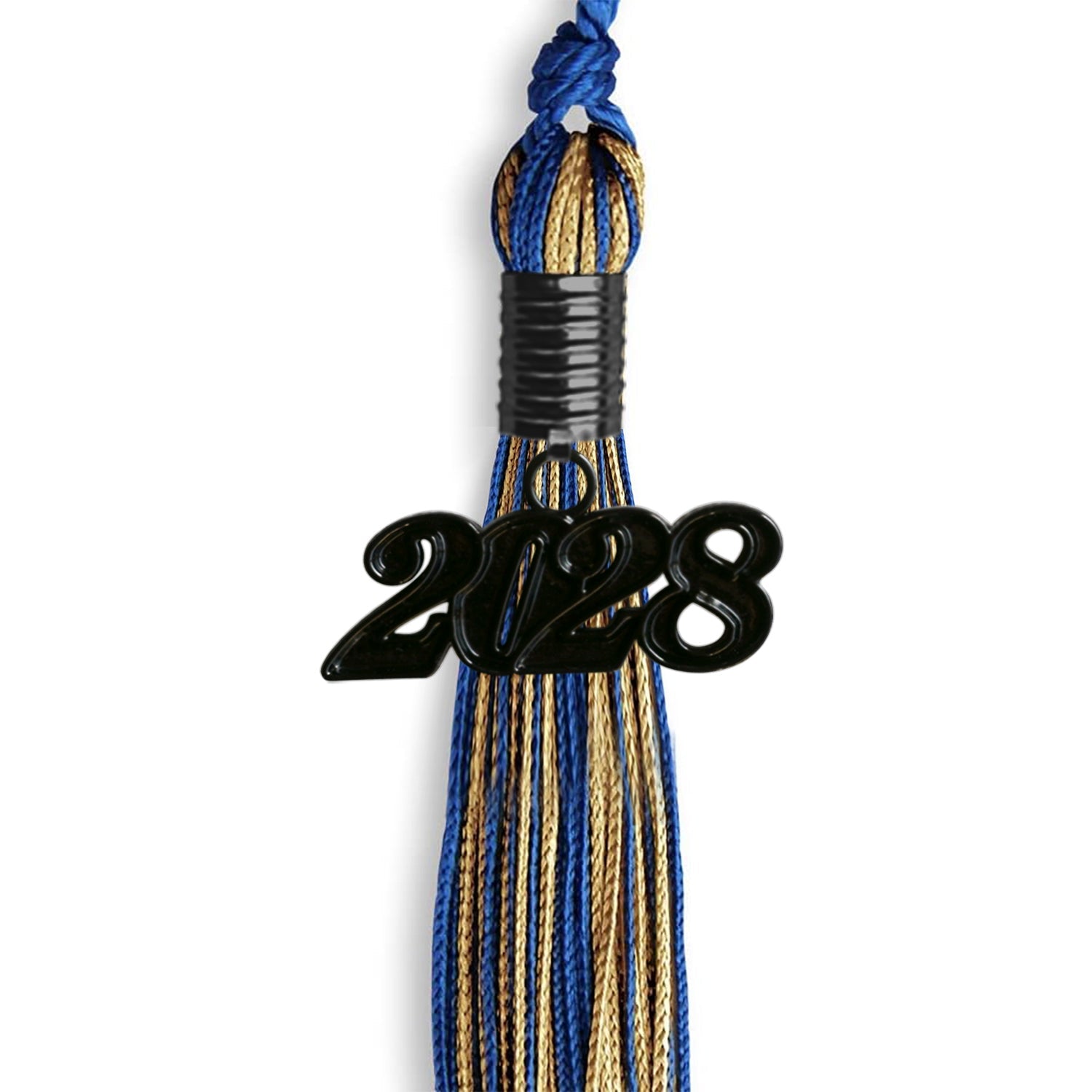 Royal Blue/Antique Gold Mixed Color Graduation Tassel with Black Date Drop - Endea Graduation