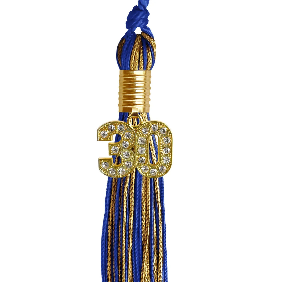 Royal Blue/Antique Gold Mixed Color Graduation Tassel with Gold Bling Charm - Endea Graduation