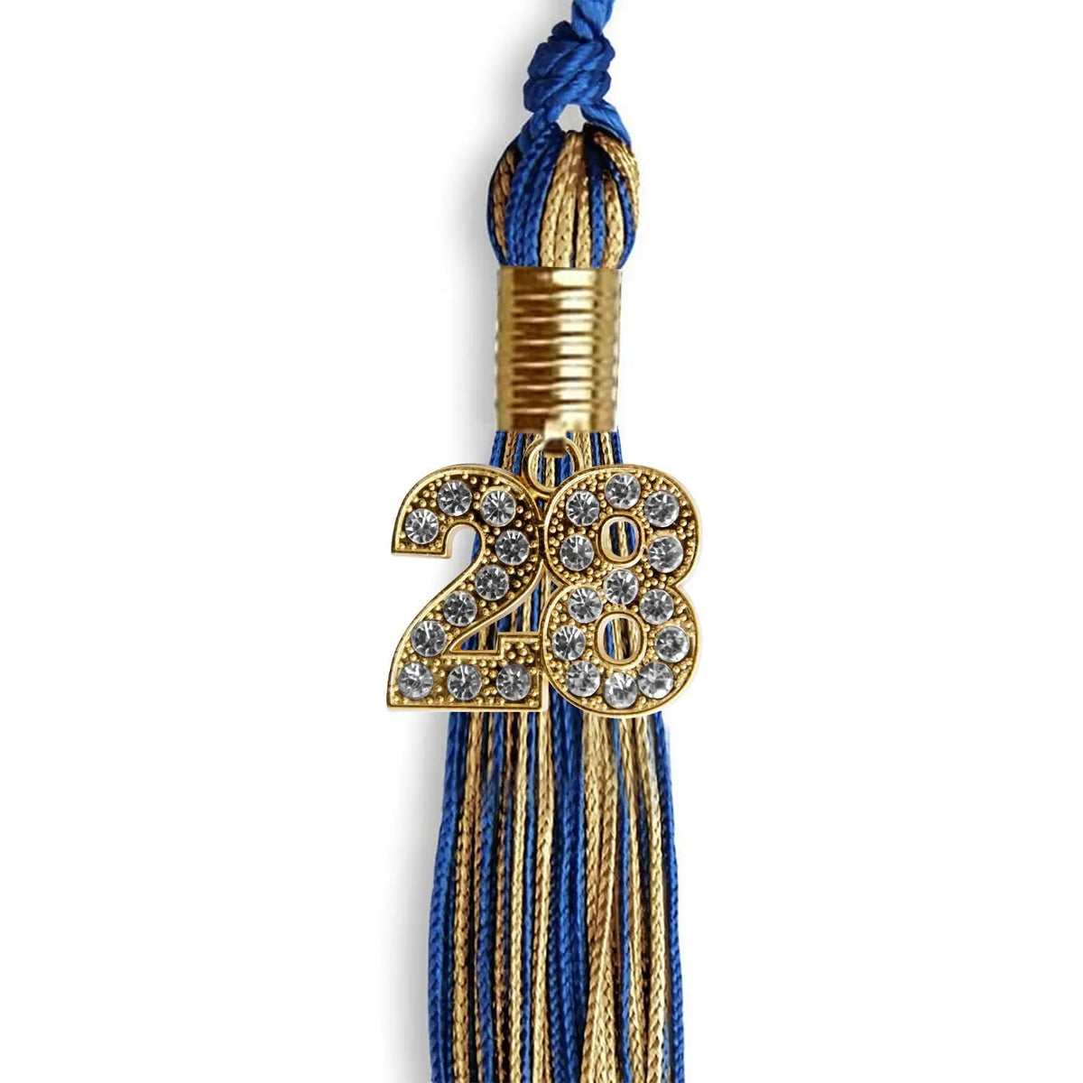 Royal Blue/Antique Gold Mixed Color Graduation Tassel with Gold Bling Charm - Endea Graduation