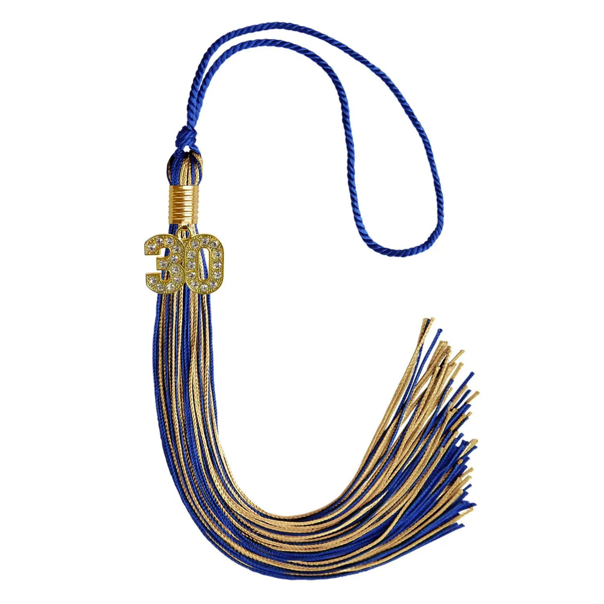 Royal Blue/Antique Gold Mixed Color Graduation Tassel with Gold Bling Charm - Endea Graduation