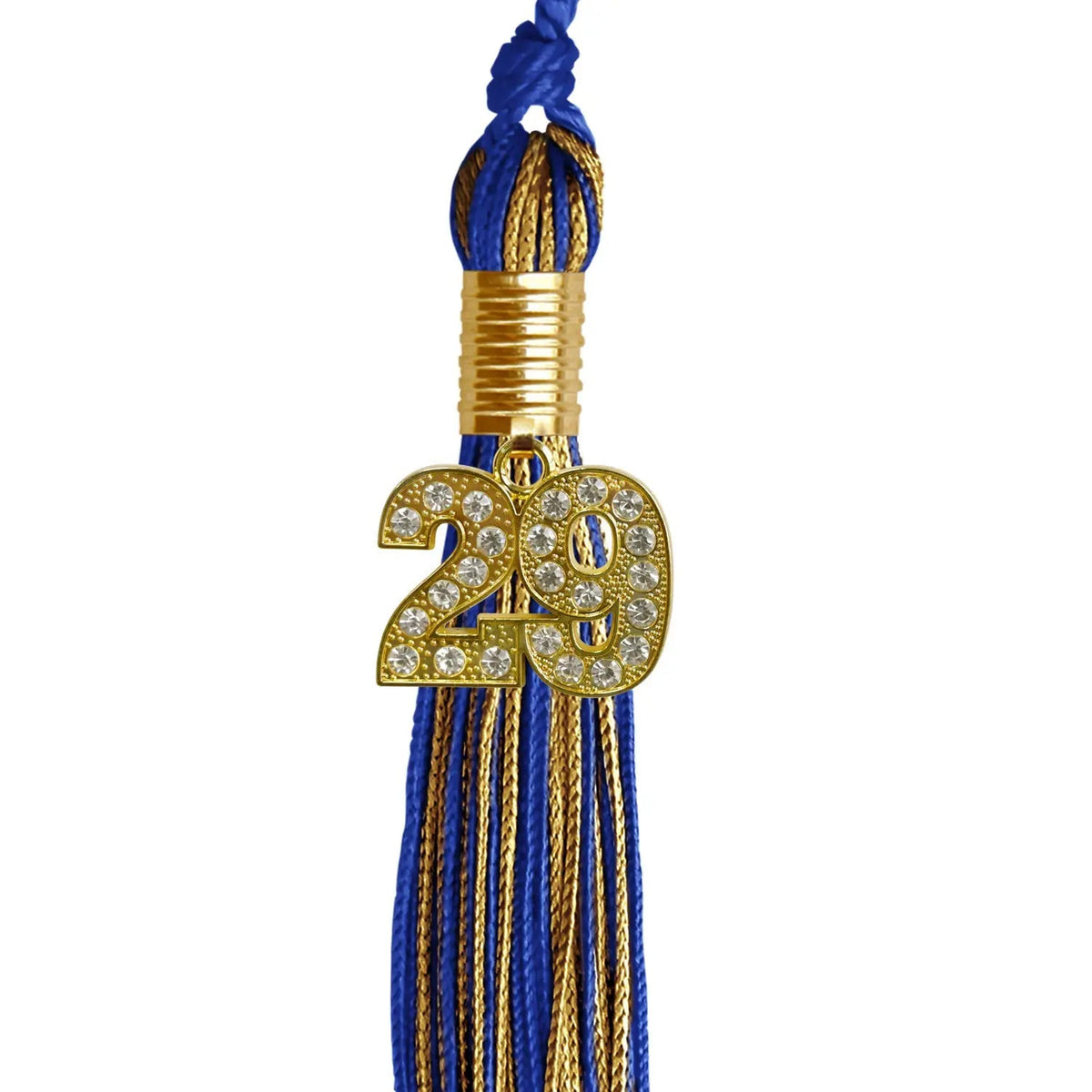 Royal Blue/Antique Gold Mixed Color Graduation Tassel with Gold Bling Charm - Endea Graduation
