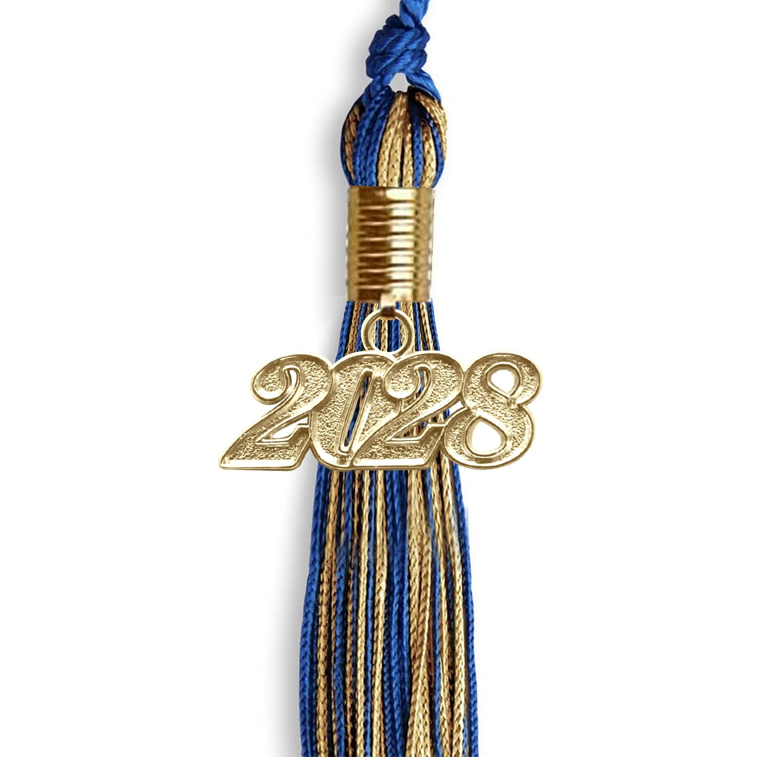 Royal Blue/Antique Gold Mixed Color Graduation Tassel with Gold Date Drop - Endea Graduation