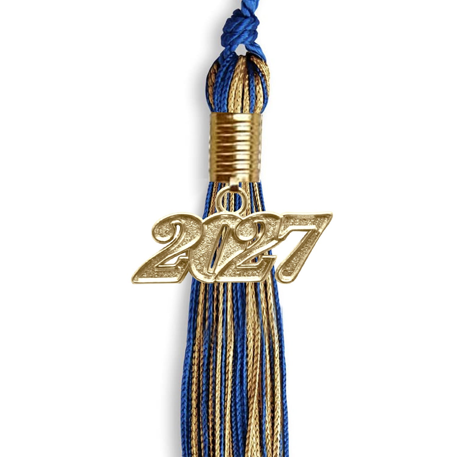 Royal Blue/Antique Gold Mixed Color Graduation Tassel with Gold Date Drop - Endea Graduation